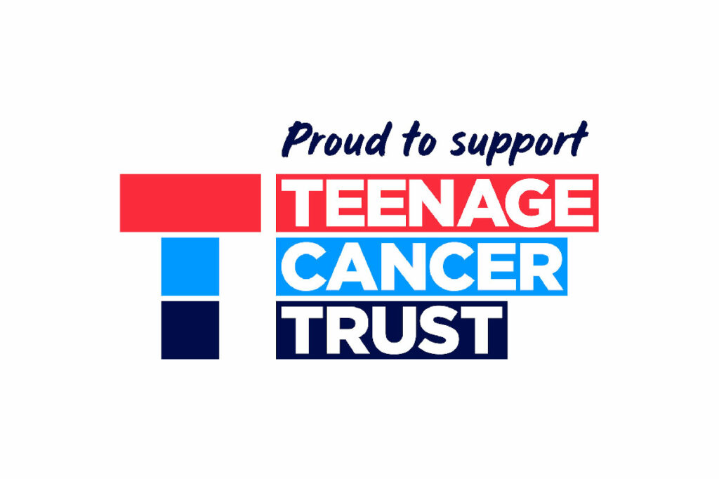 Logo message 'Proud to support Teenage Cancer Trust'