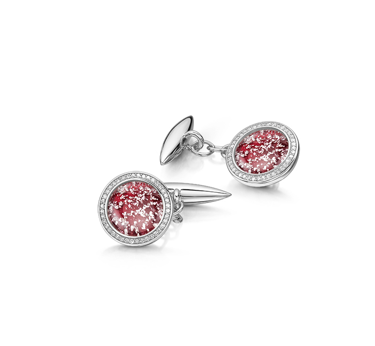 Halo round earrings with ruby stone in silver
